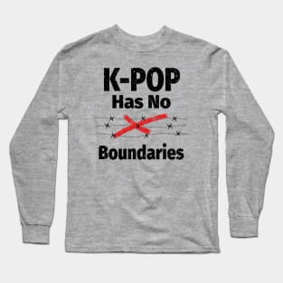 K-Pop has no boundaries with barbed wire and red X Long Sleeve T-Shirt